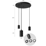 Calex Hanging Lamp Round - 3x E27 - 40cm - Black