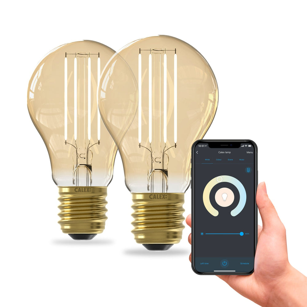 Calex Smart LED Bulb - 2 Pack - E27 - A60 - CCT - Gold