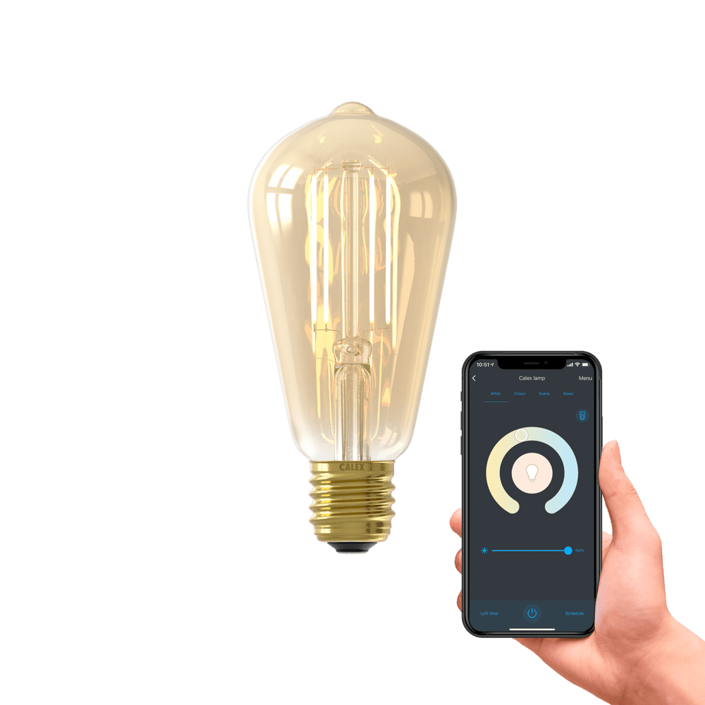 Calex Smart LED Bulb - E27 - Filament - ST64 - CCT - Gold