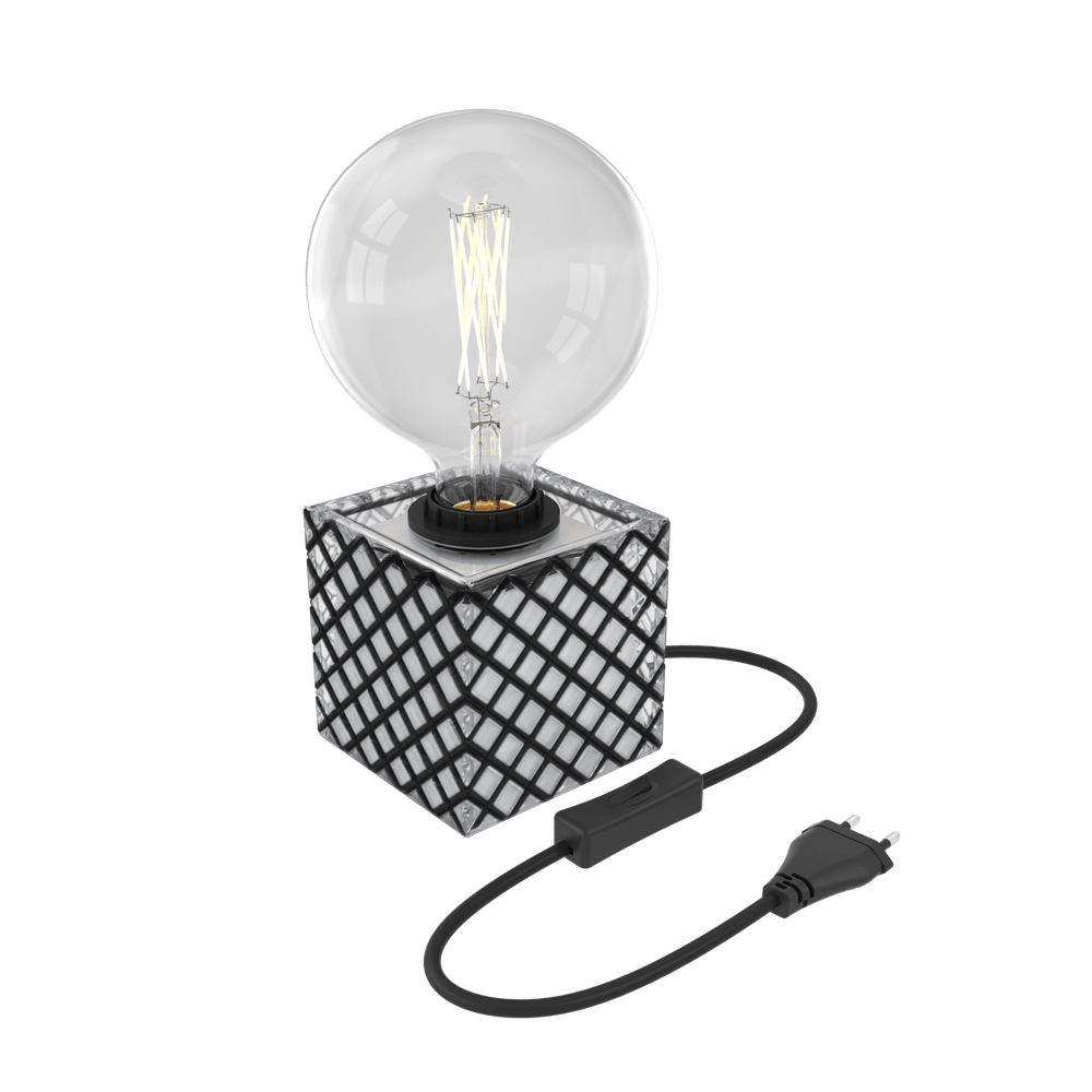 Calex TafelLamp Vierkant - E27 - Glas - Zwart/Wit