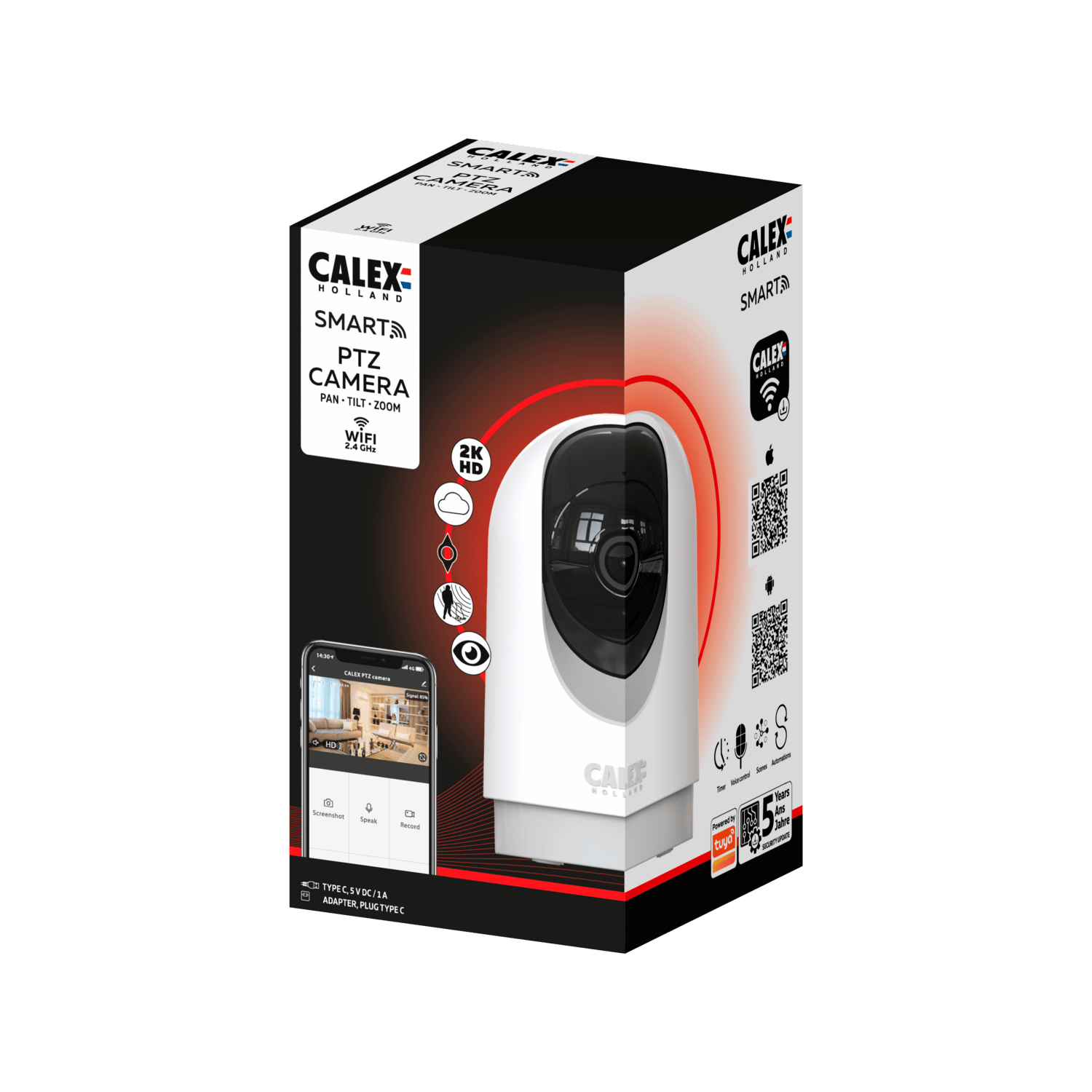 Calex Smart Binnen PTZ Camera - 2K - Wit