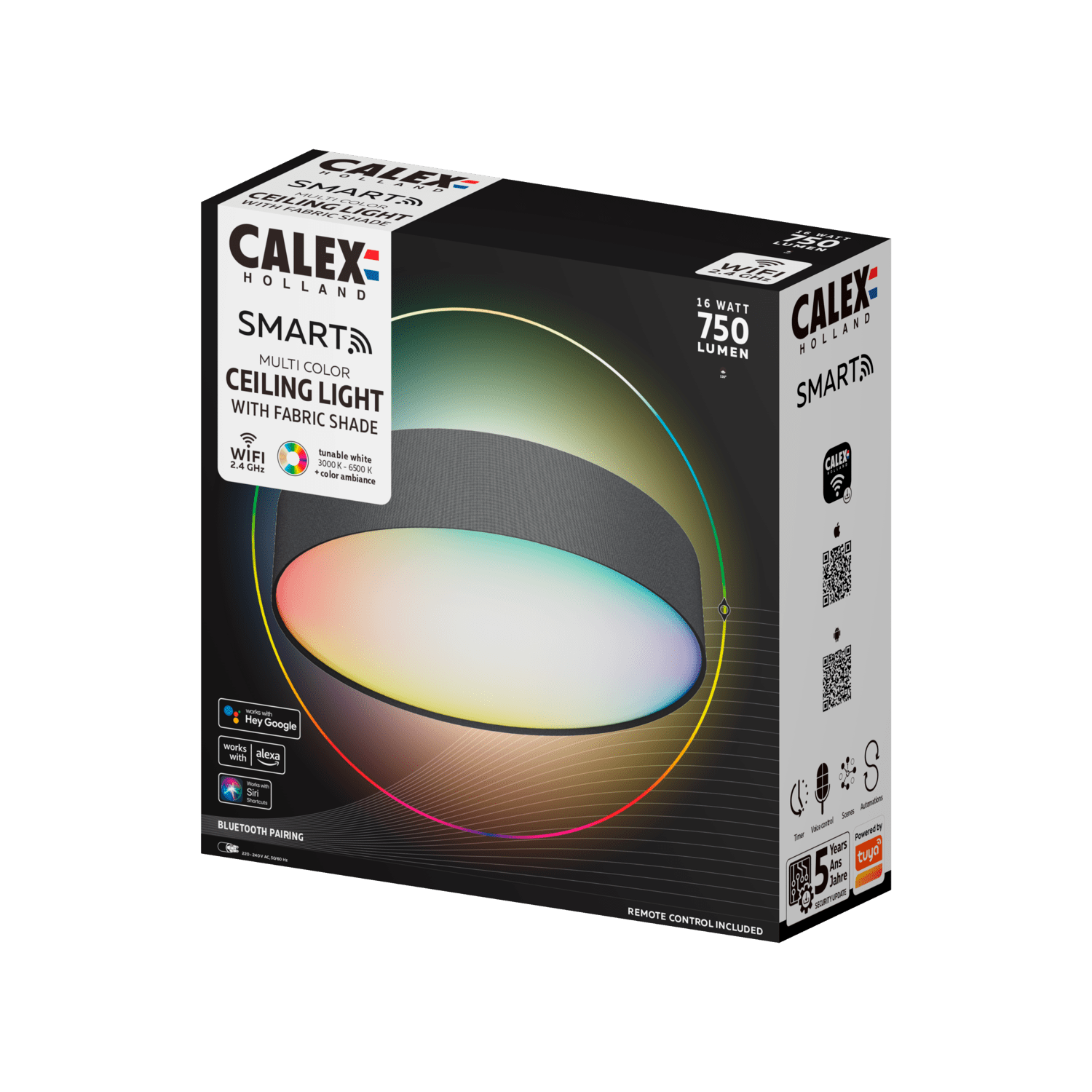 Calex Smart Deckenleuchte 30 cm – RGB+Warmweiß – Schwarz