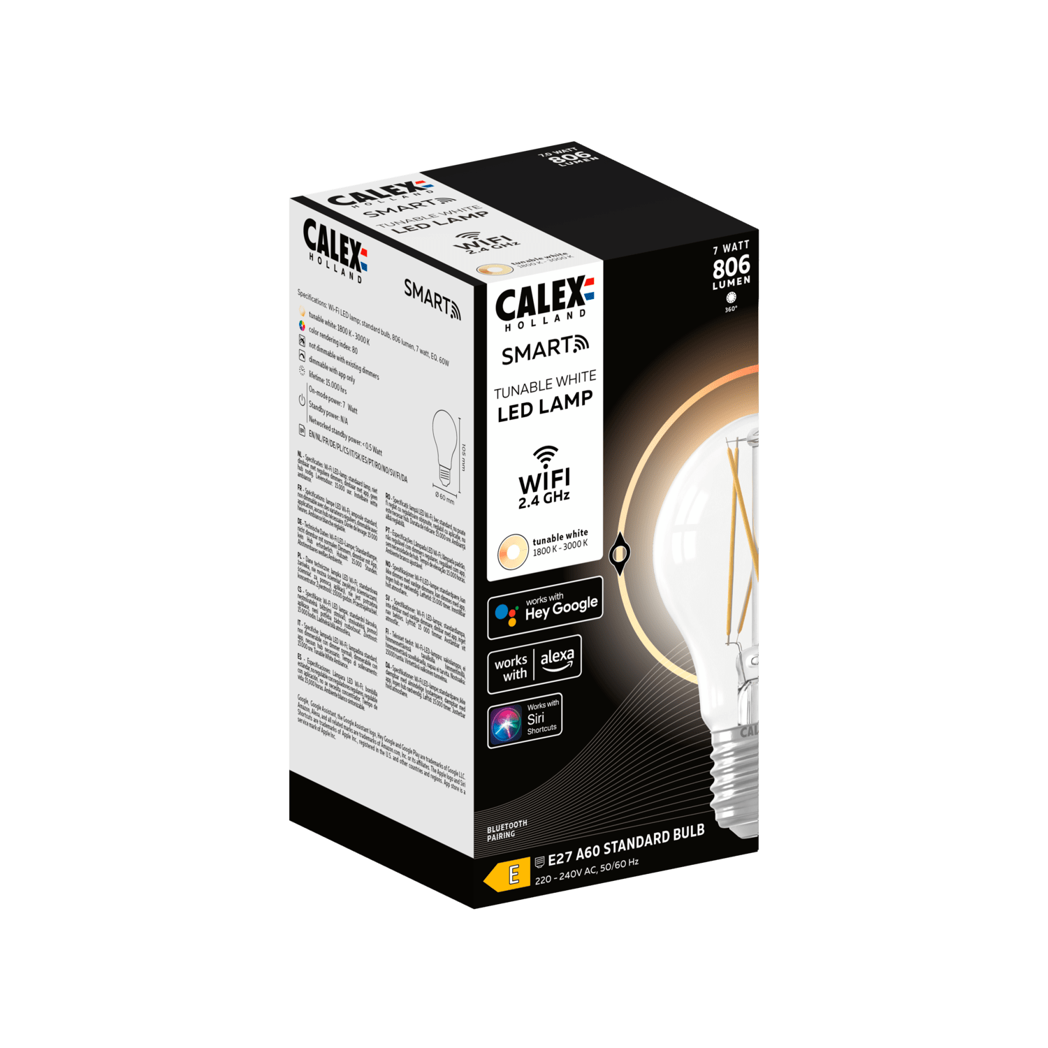 Calex Smart LED Bulb - E27 - A60 - CCT - Clear