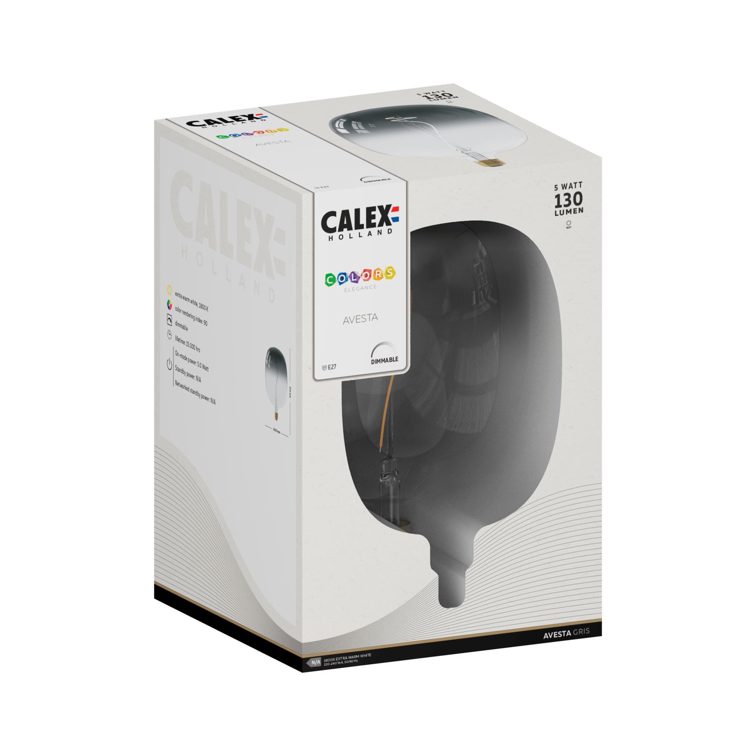 Calex Avesta Gris LED Bulb - E27 - Grey