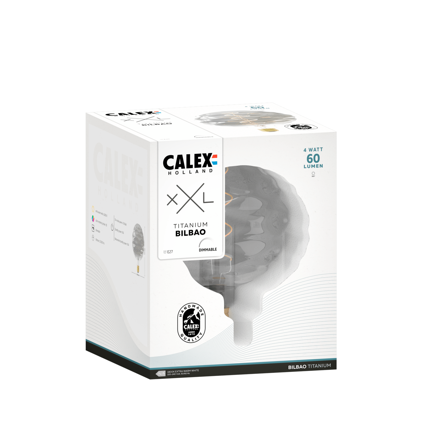 Calex Bilbao Bulb - E27 - Filament - Titanium
