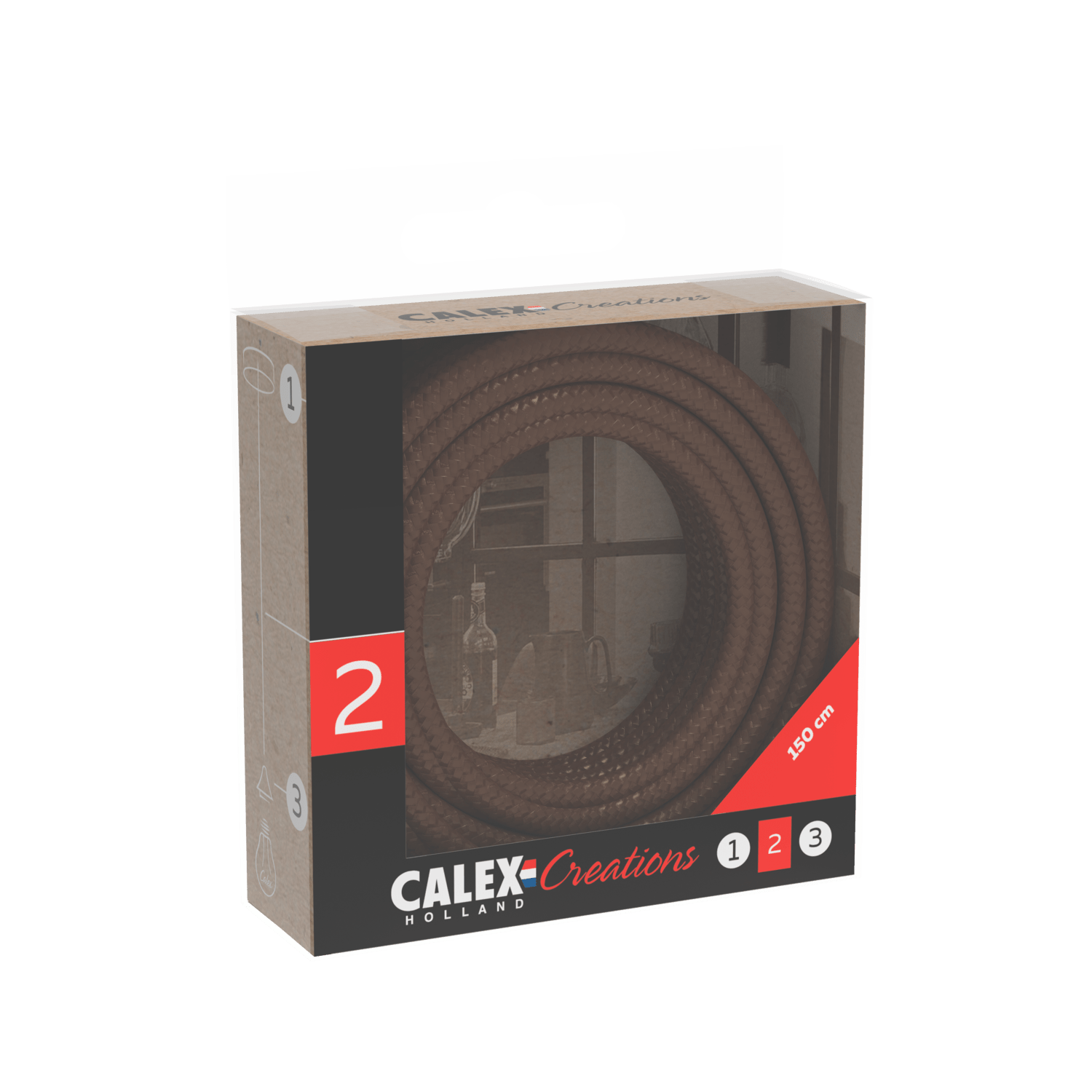 Calex Creations Textiel kabel - Bruin - 1.5meter