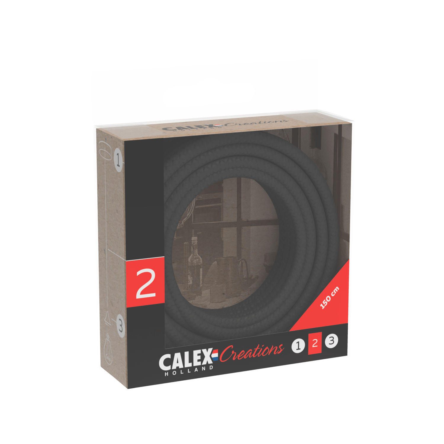 Calex Creations Textiel kabel - Grijs - 1.5meter