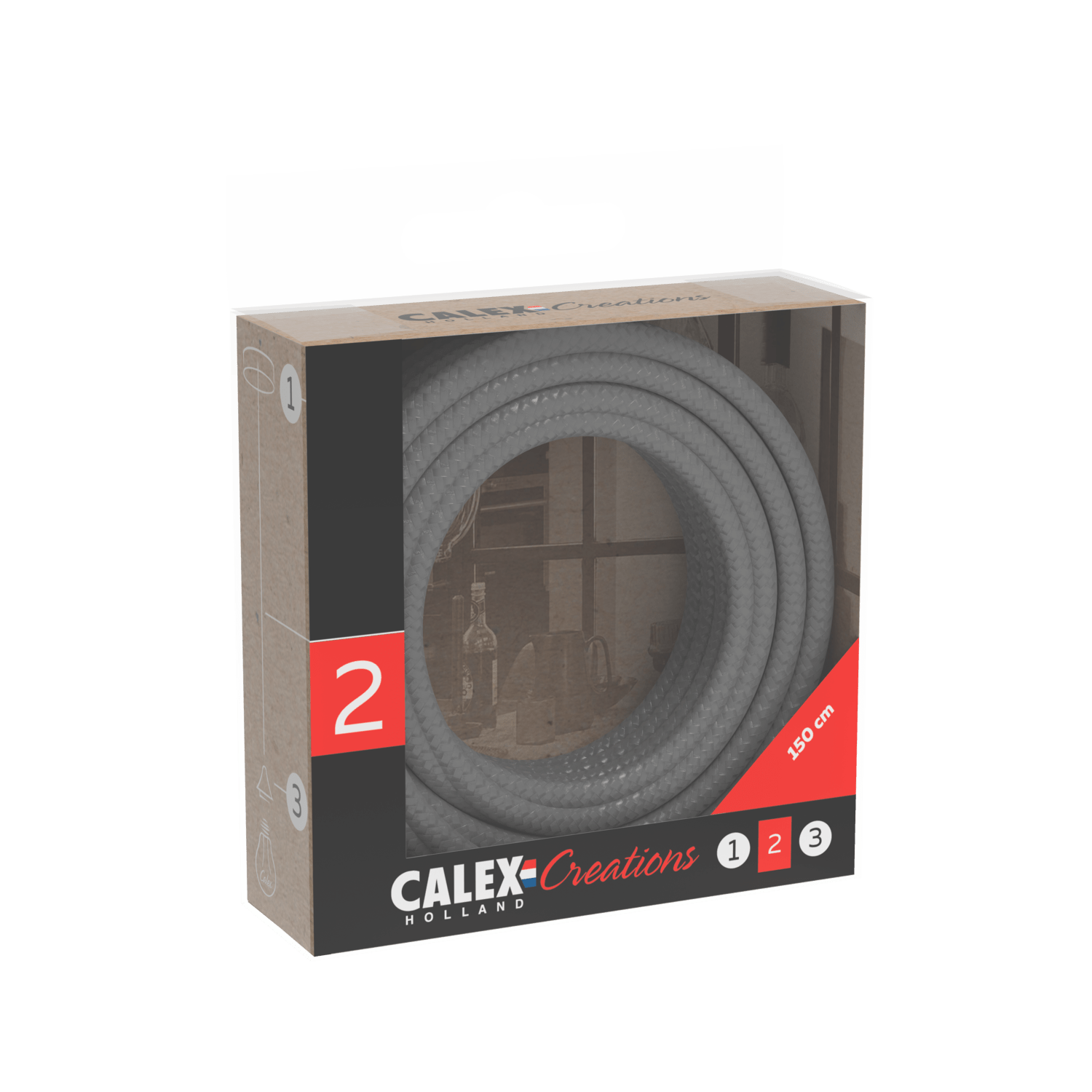 Calex Creations Textiel kabel - Grijs - 1.5meter