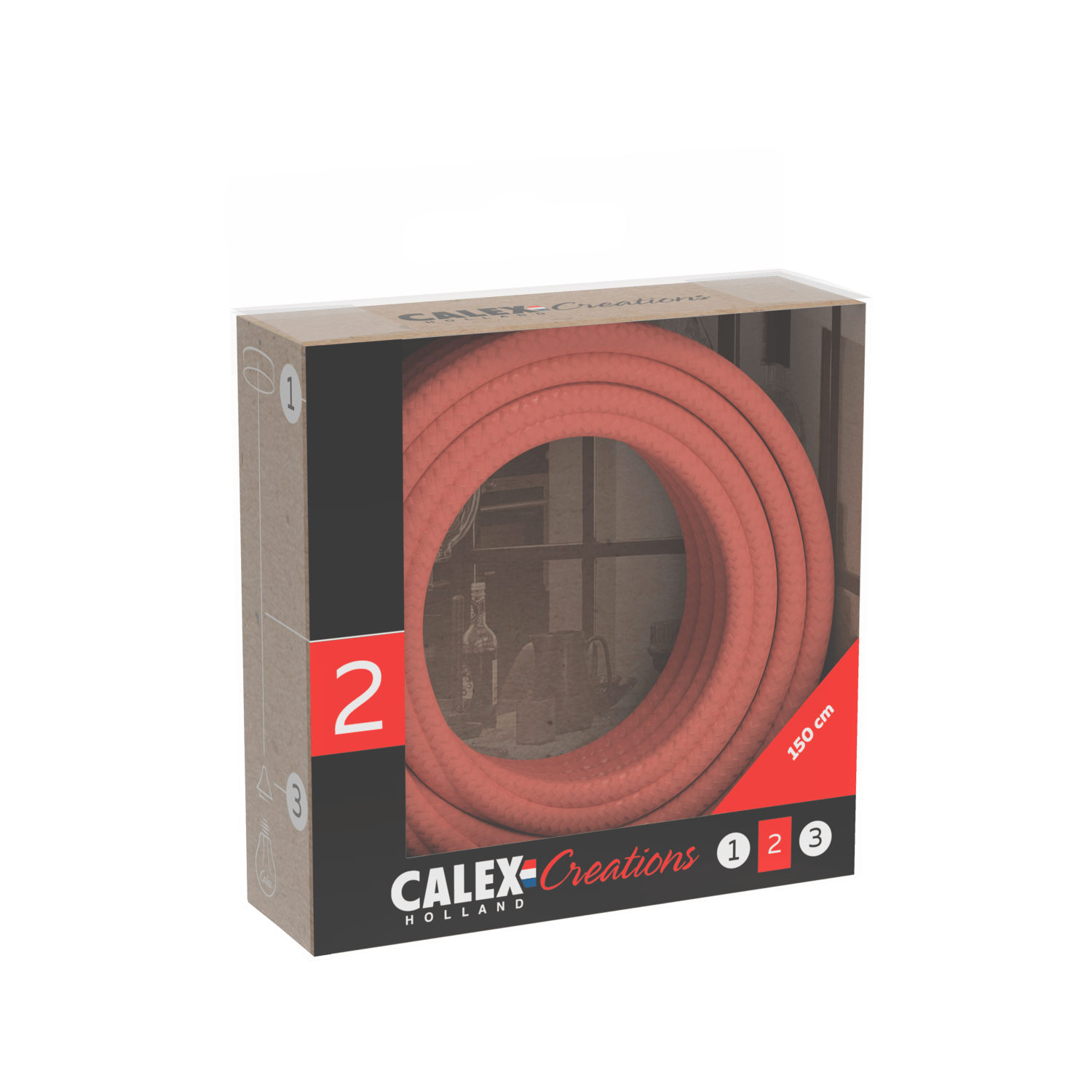 Calex Creations Textiel kabel - Oranje - 1.5meter