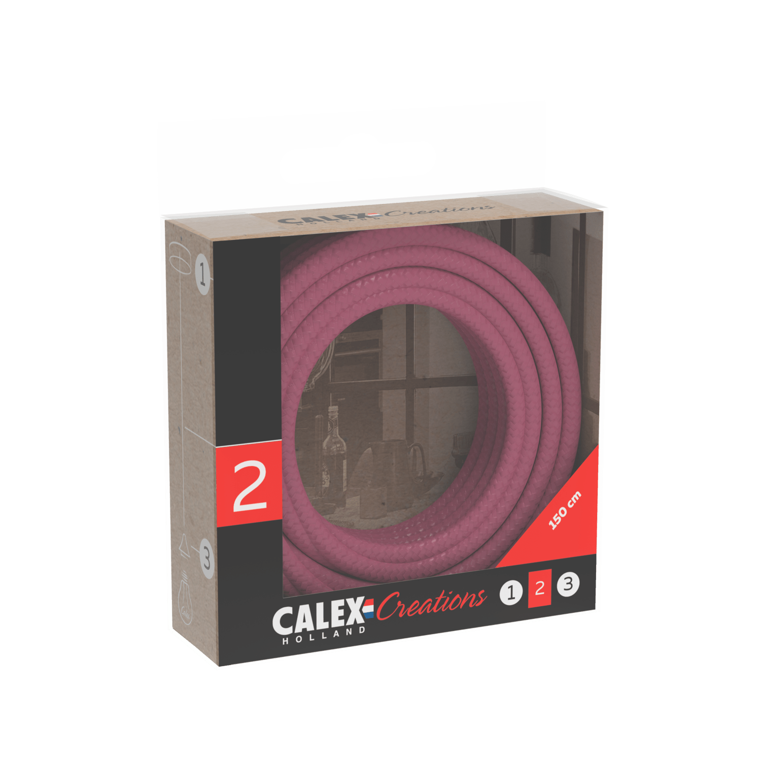 Calex Creations Textiel kabel - Roze - 1.5meter