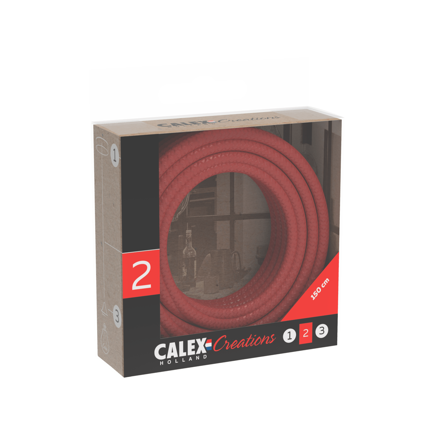 Calex Creations Textiel kabel - Rood - 1.5meter