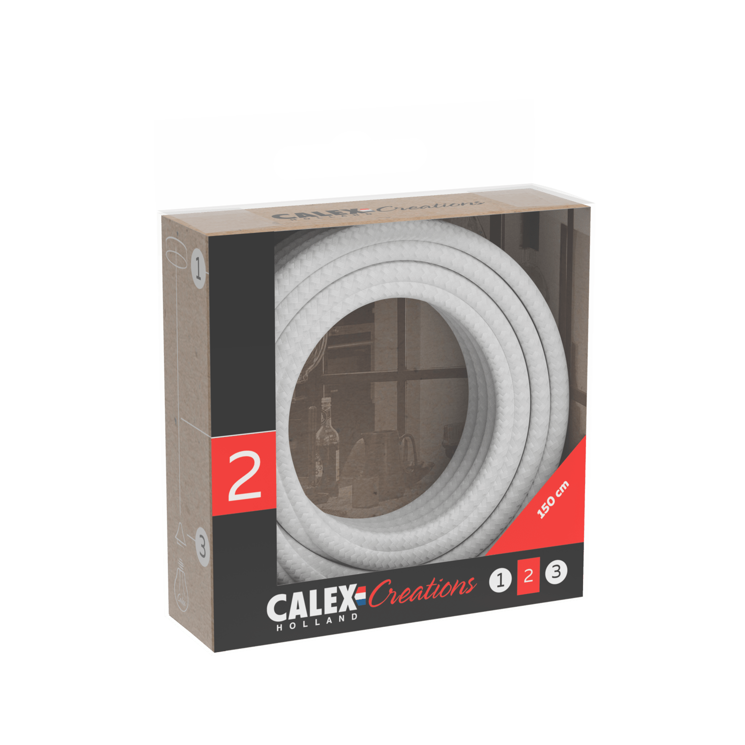 Calex Creations Textiel kabel - Wit - 1.5meter