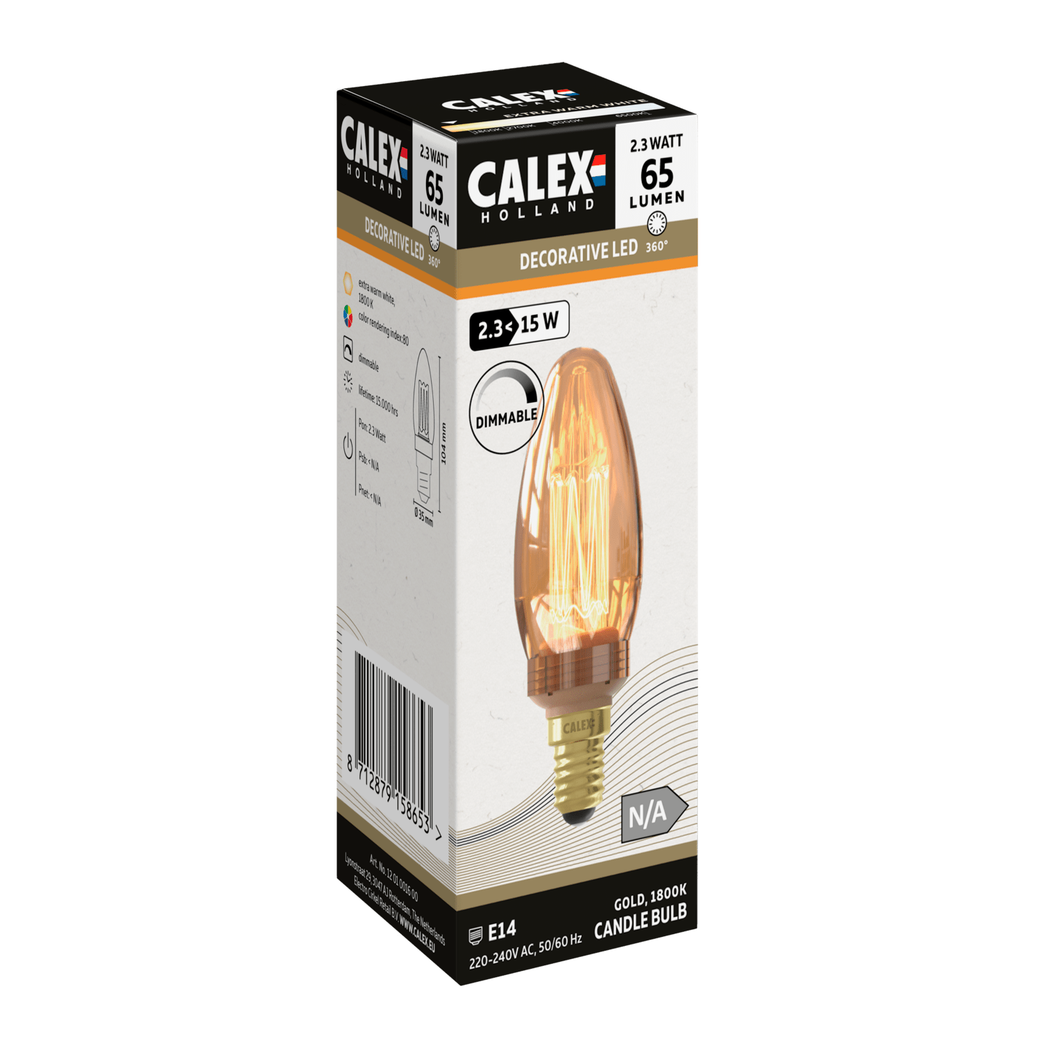 Calex Ampoule LED Crown - E14 - B35 - Or