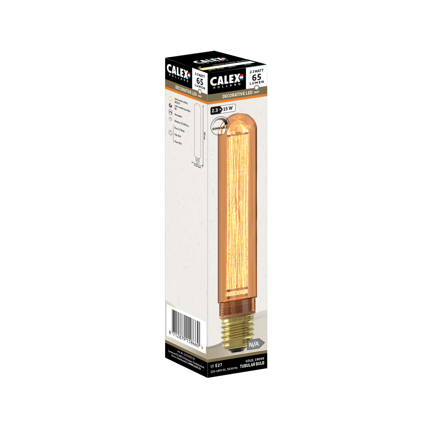 Calex Crown Series LED Bulb - E27 - T30 - Gold