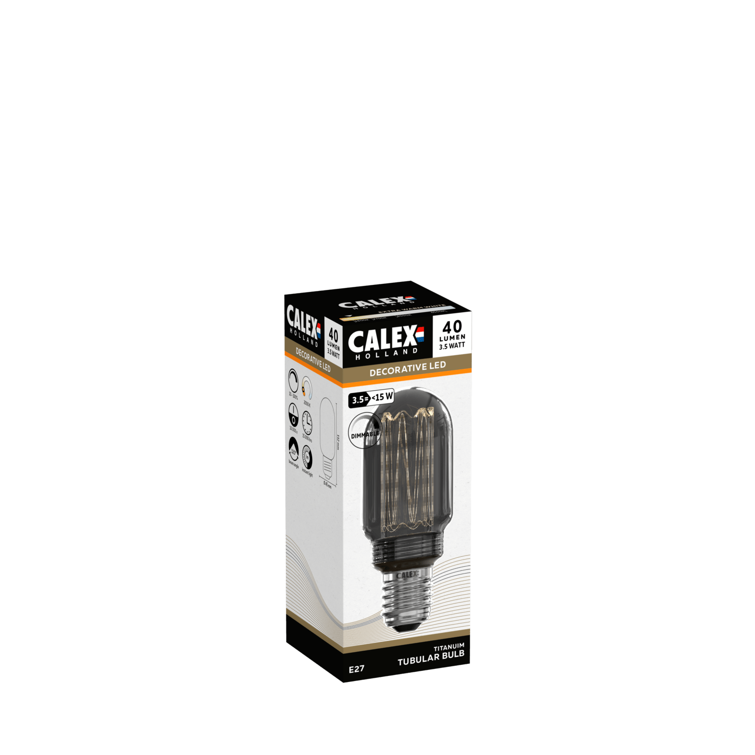 Calex Crown LED Bulb - E27 - T45 - Titanium - 3.5W - Dimmable