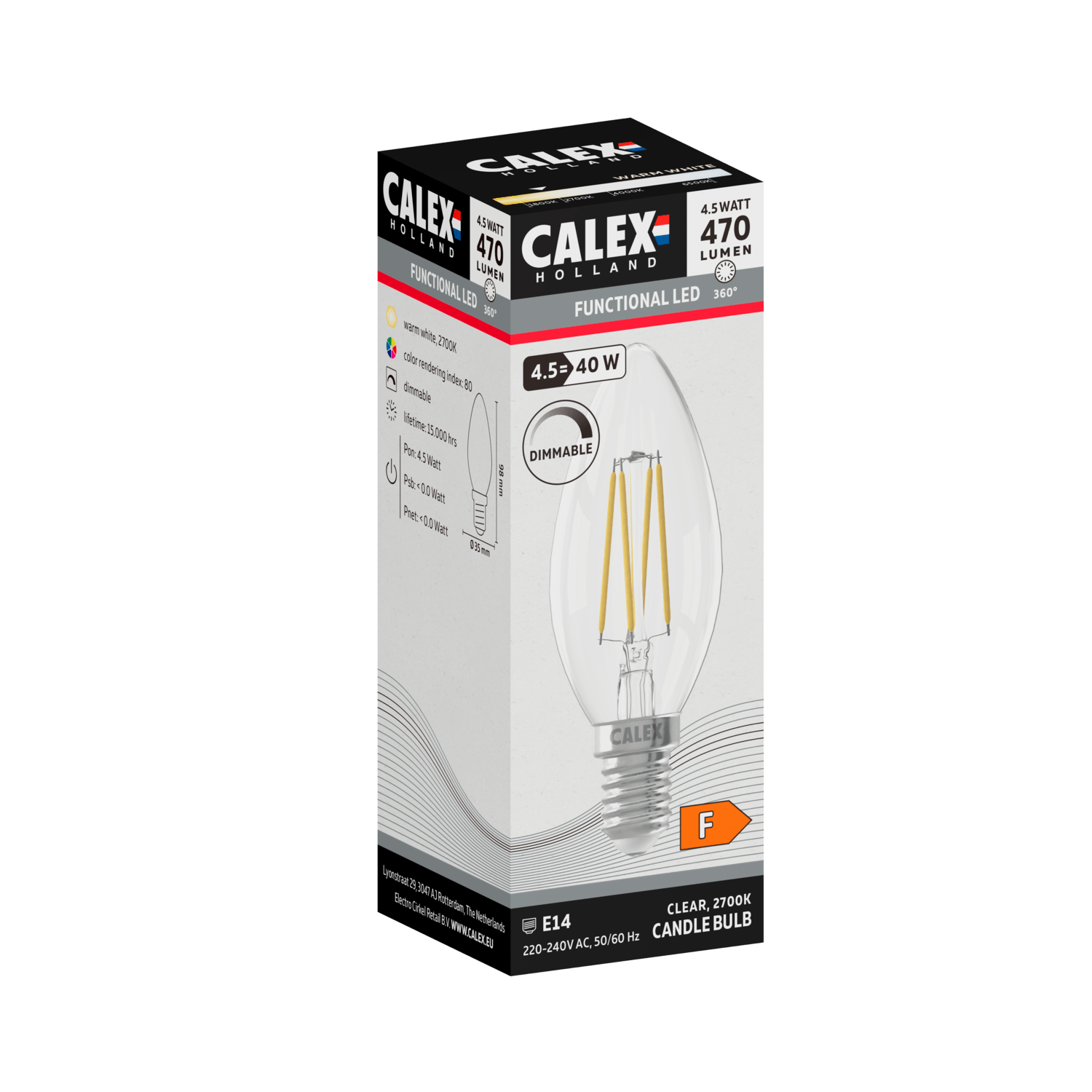 Calex Filament LED Lamp - E14 - B35 - Clear