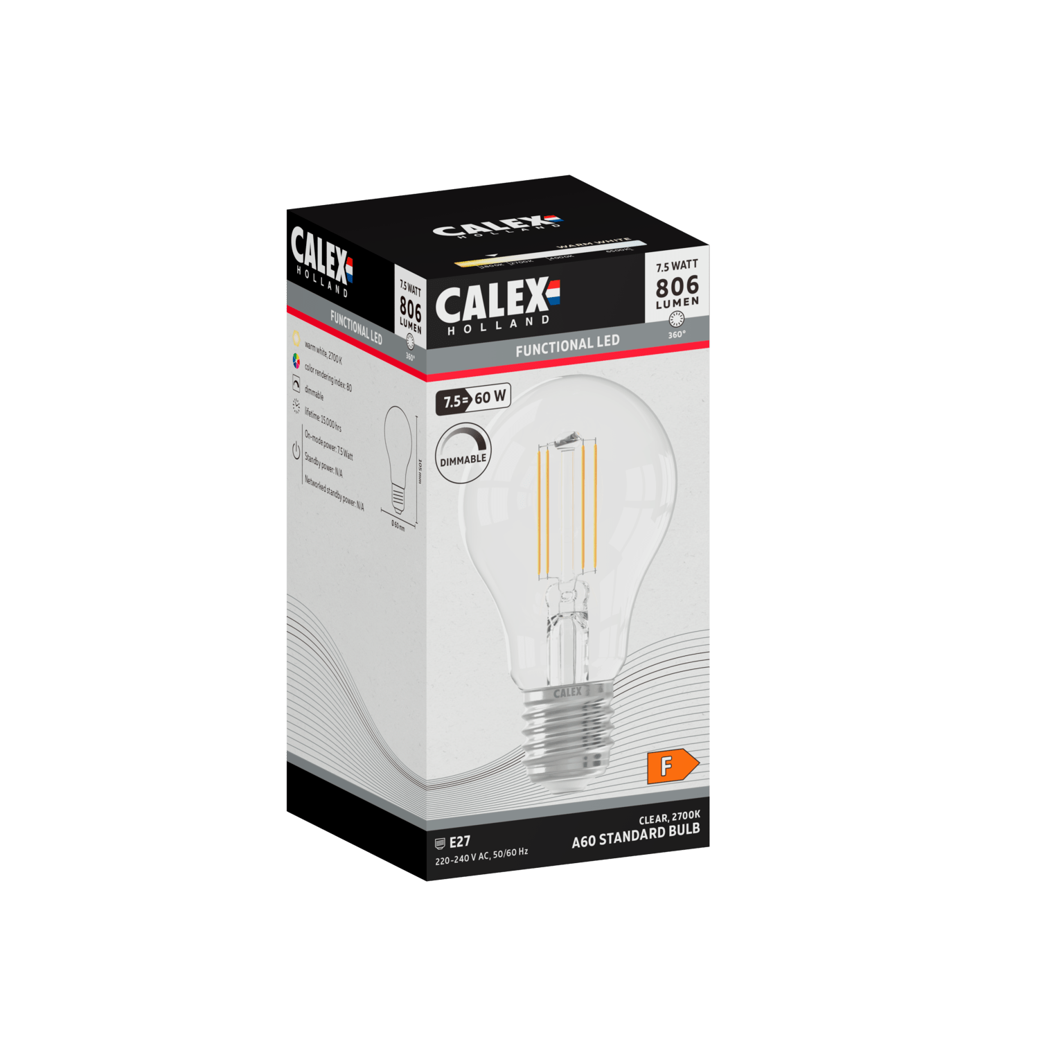 Calex Filament LED Lamp - E27 - A60 - Clear