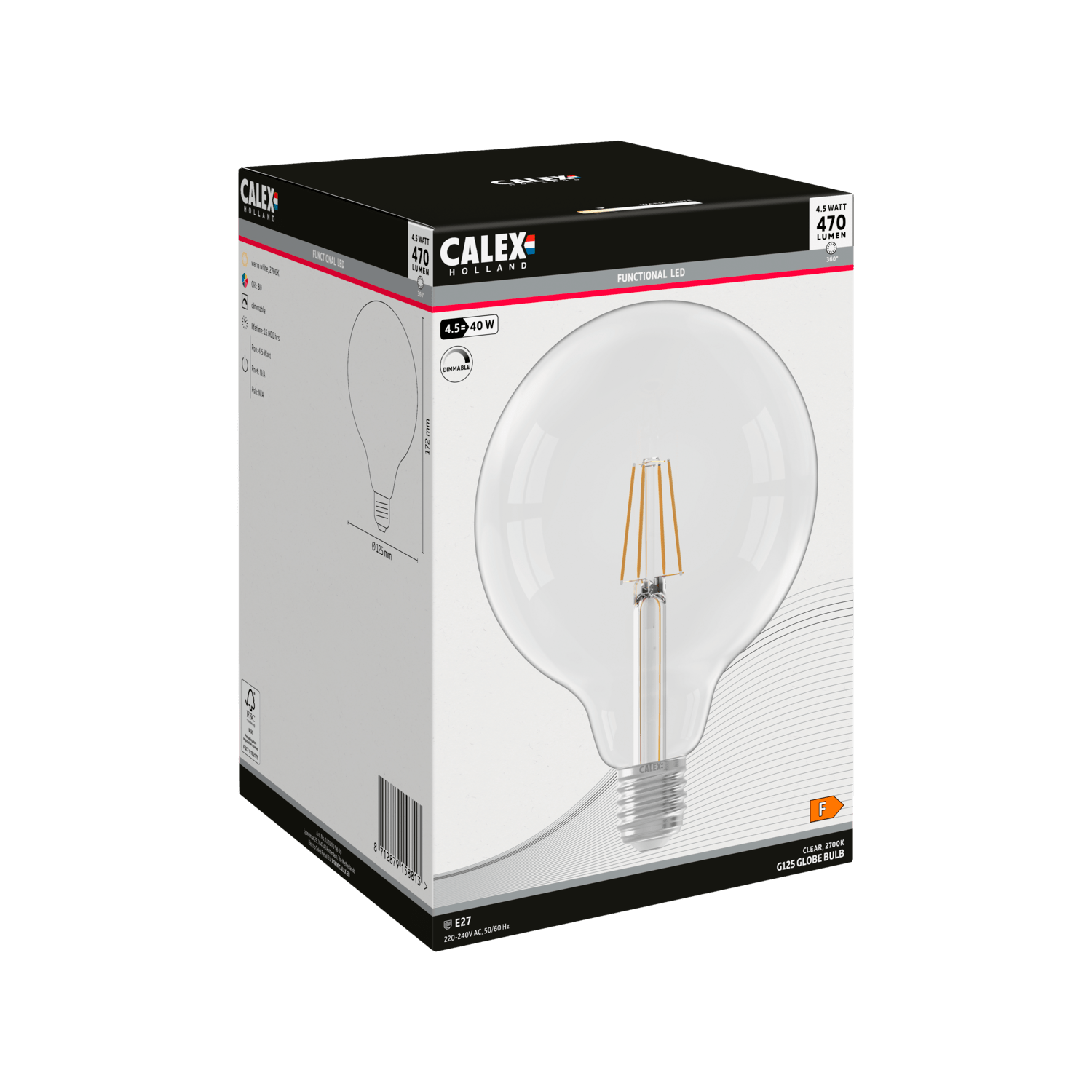 Calex Filament LED Lamp - E27 - G125 - Clear