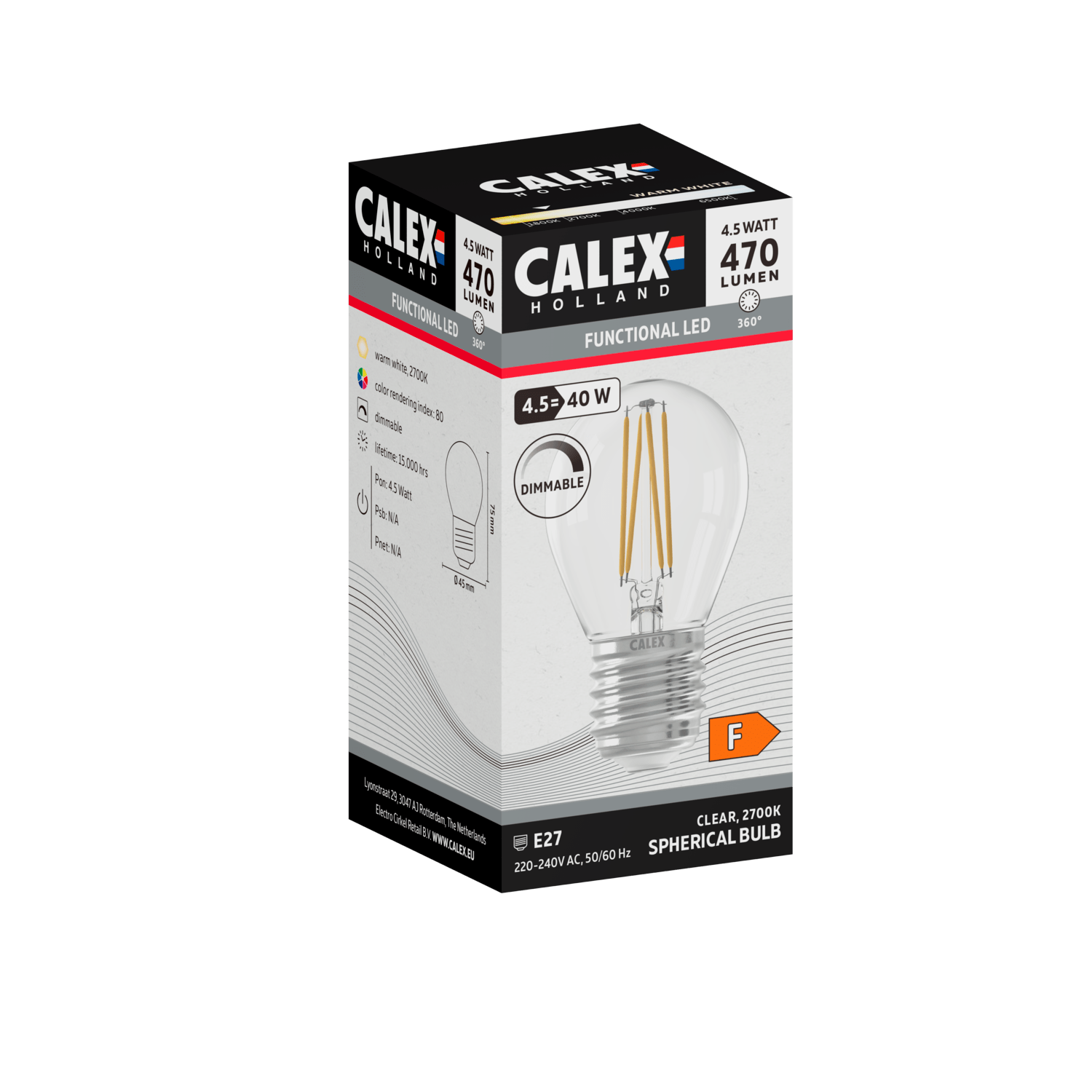 Calex Filament LED Lamp - E27 - P45 - Clear