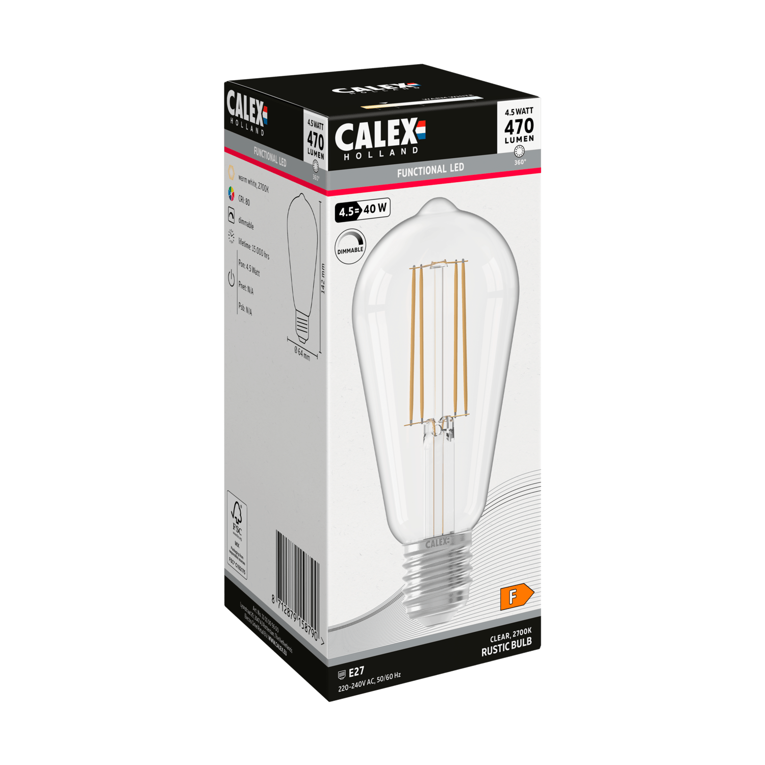 Calex Filament LED Lamp - E27 - ST64 - Clear
