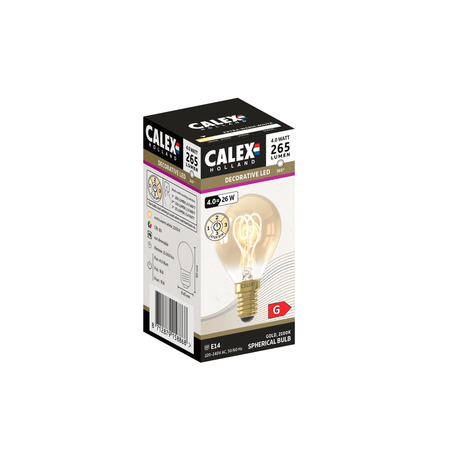 Calex Lampe LED à filament Flex - E14 - P45 - Or