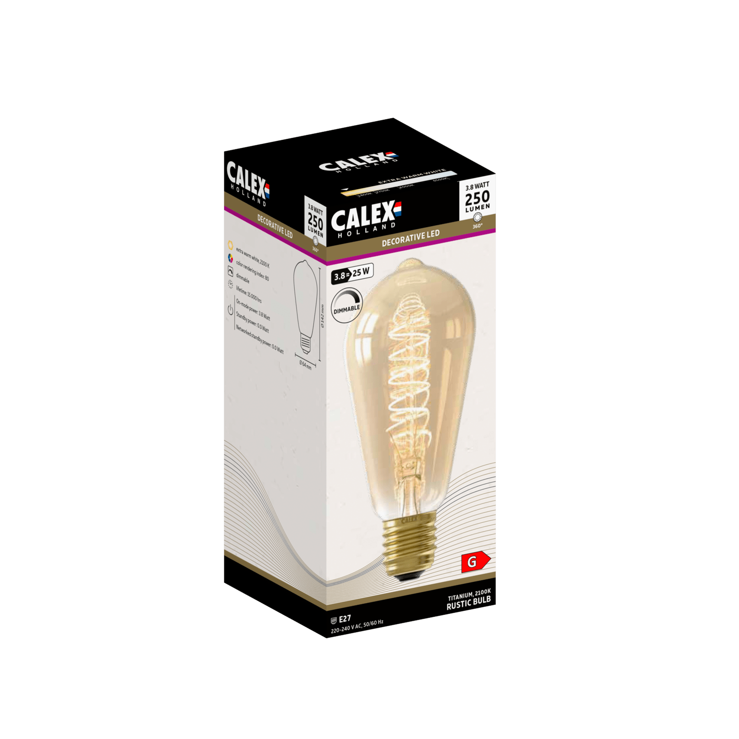 Calex Flex Filament LED Lamp - E27 - ST64 - Gold
