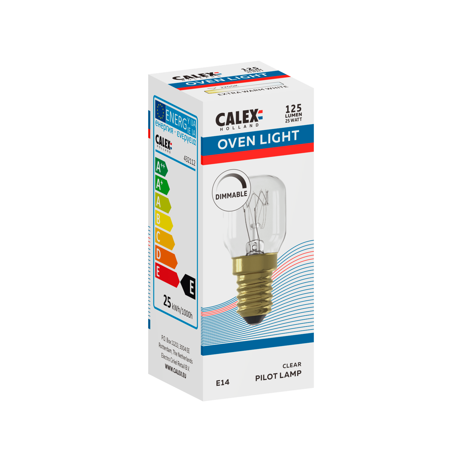 Calex Incandescent Oven Bulb - E14 - T25 - Clear - 25W - 300°C