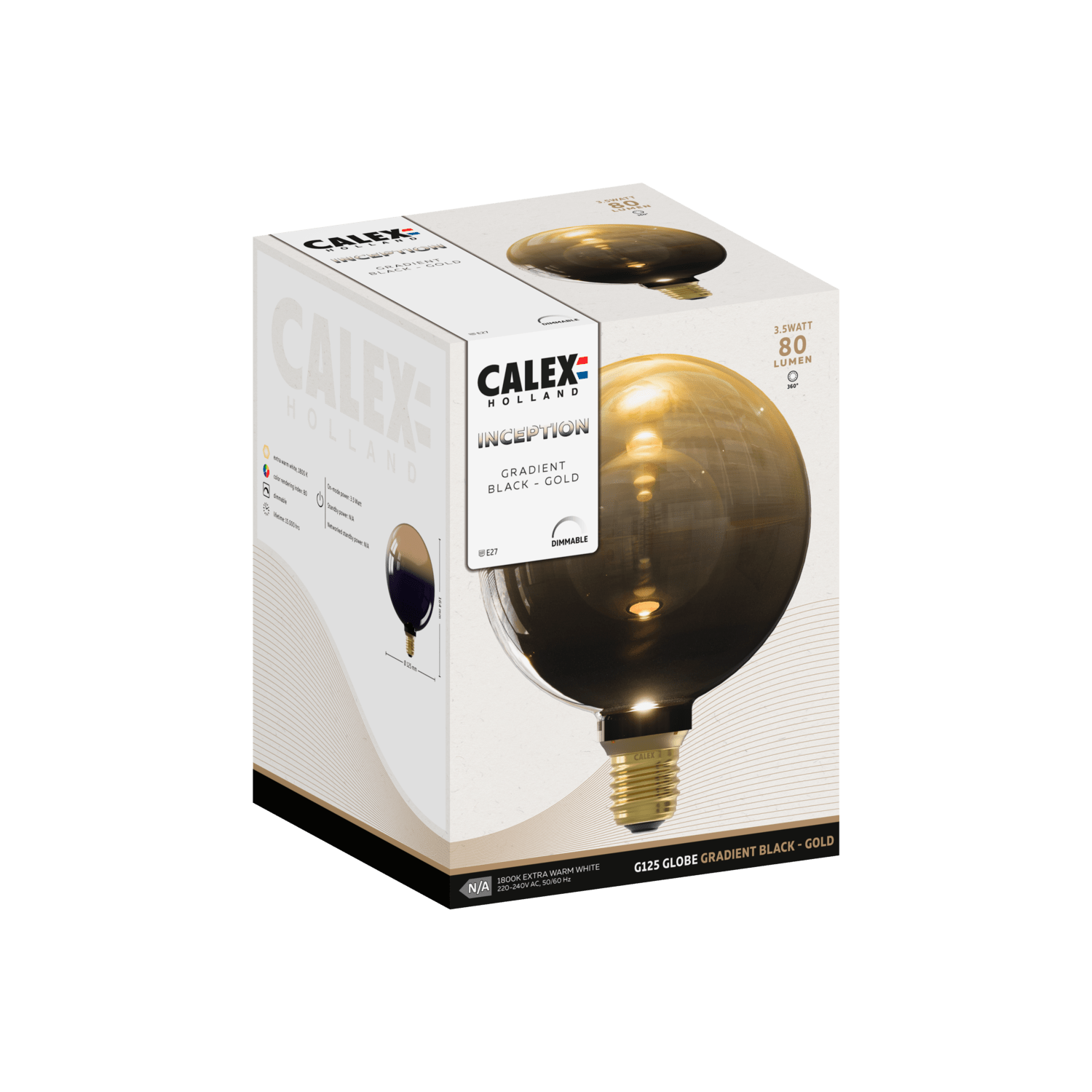 Calex Inception Bulb - E27 - G125 - Gradient Black/Gold