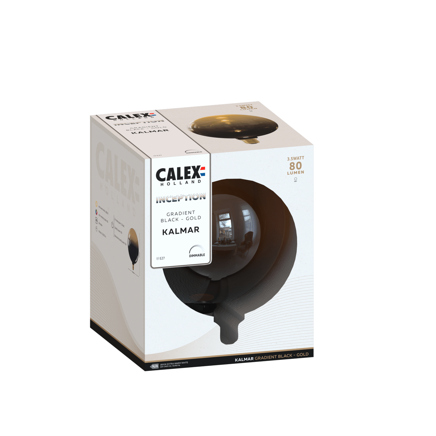 Calex Inception Kalmar LED Bulb - E27 - Black/Gold