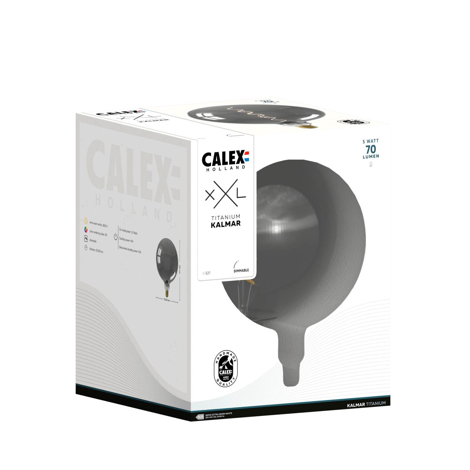Calex Kalmar Bulb - E27 - Filament - Titanium