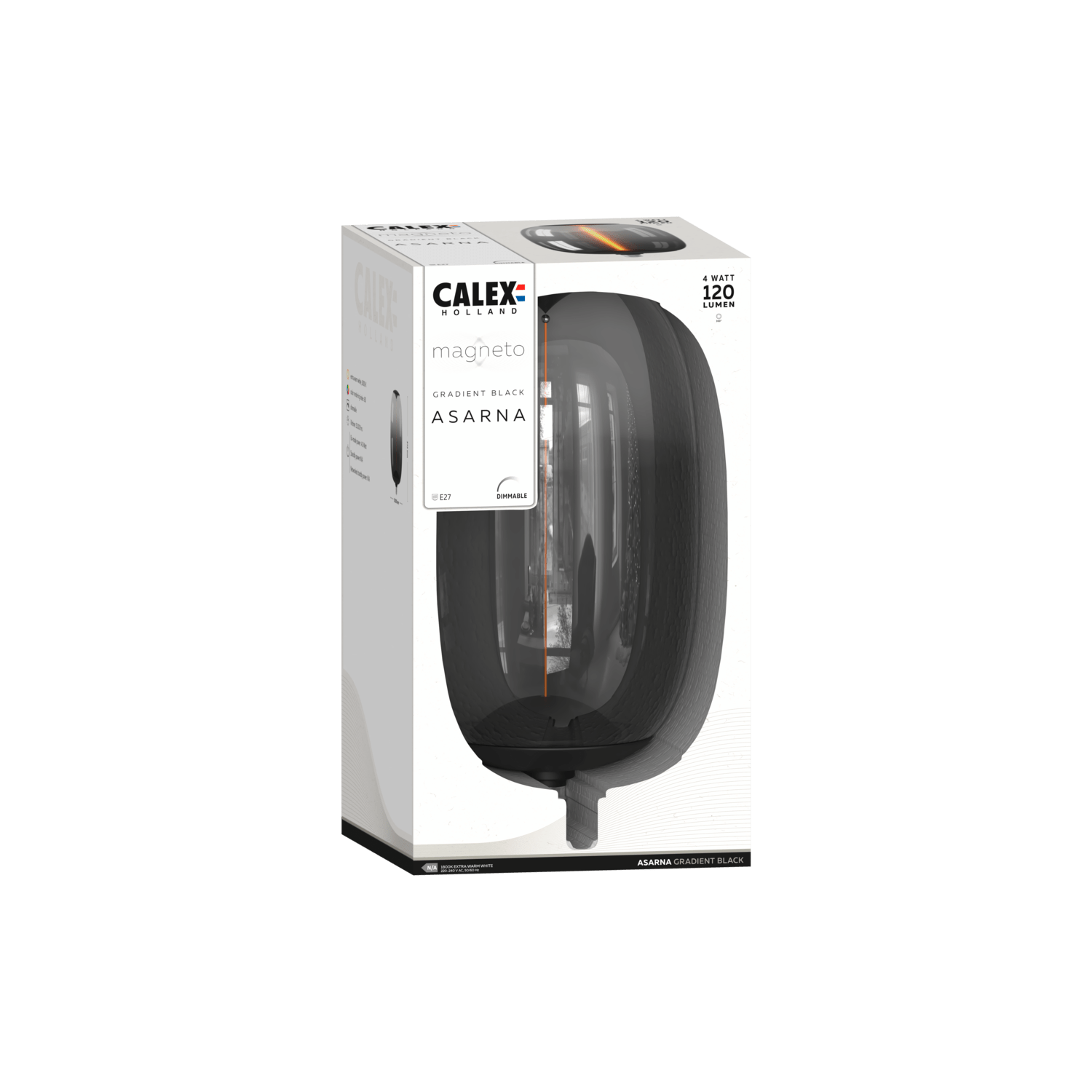 Calex Magneto Asarna LED Lamp - E27 - Black - 4W - Dimmable