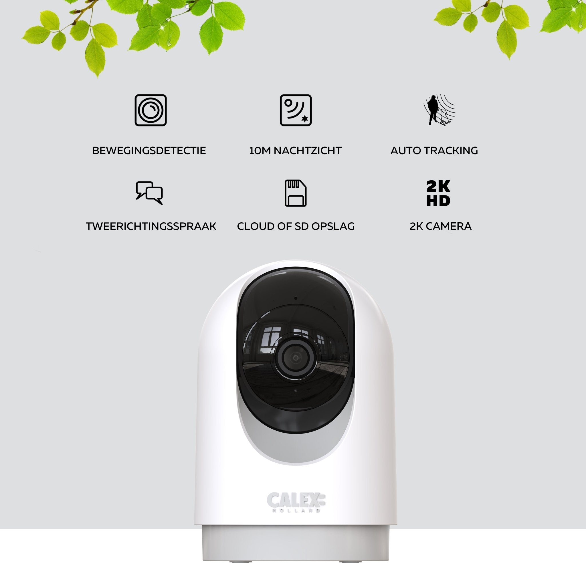 Calex Smart Binnen PTZ Camera - 2K - Wit