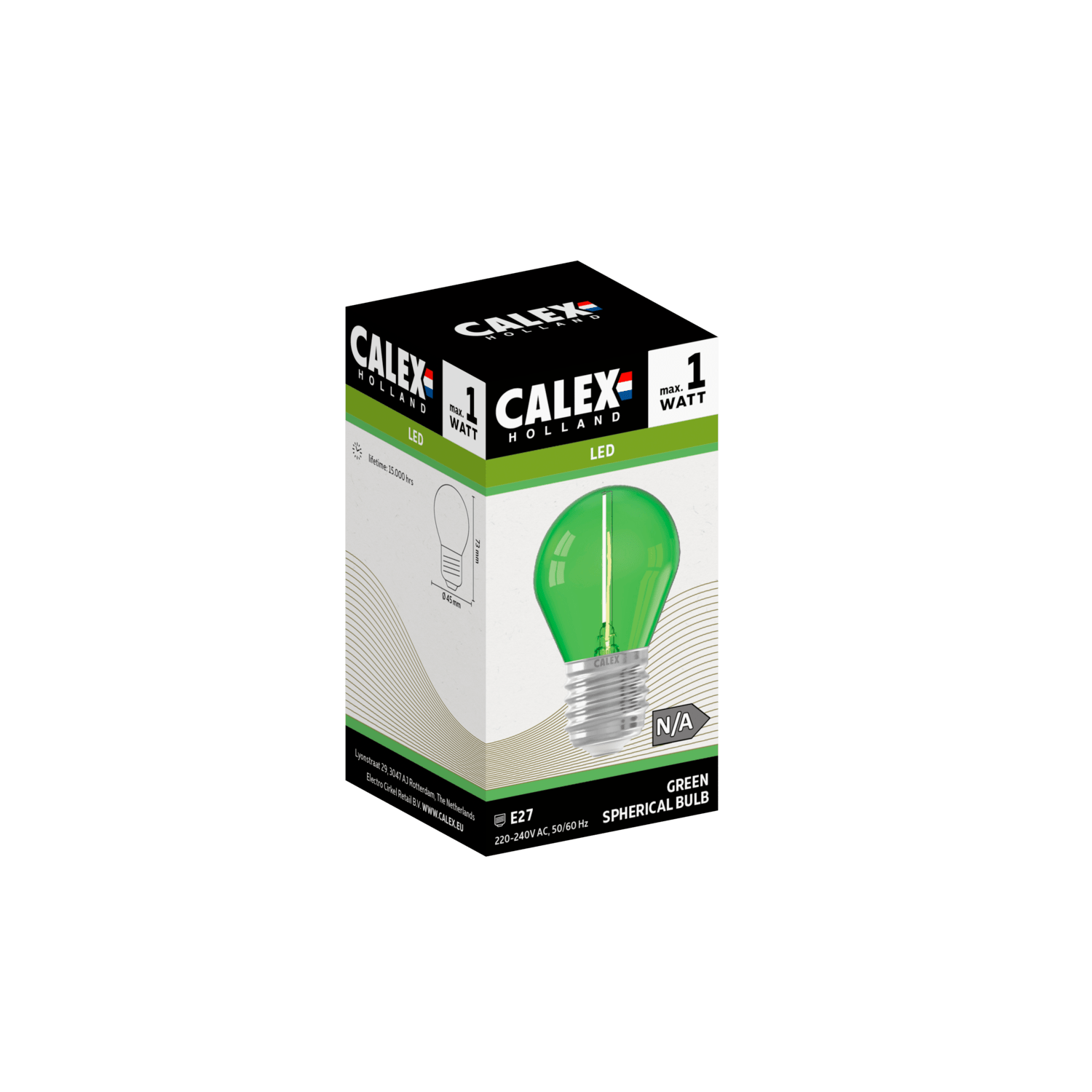 Calex Party Bulb - E27 - G45 - Green