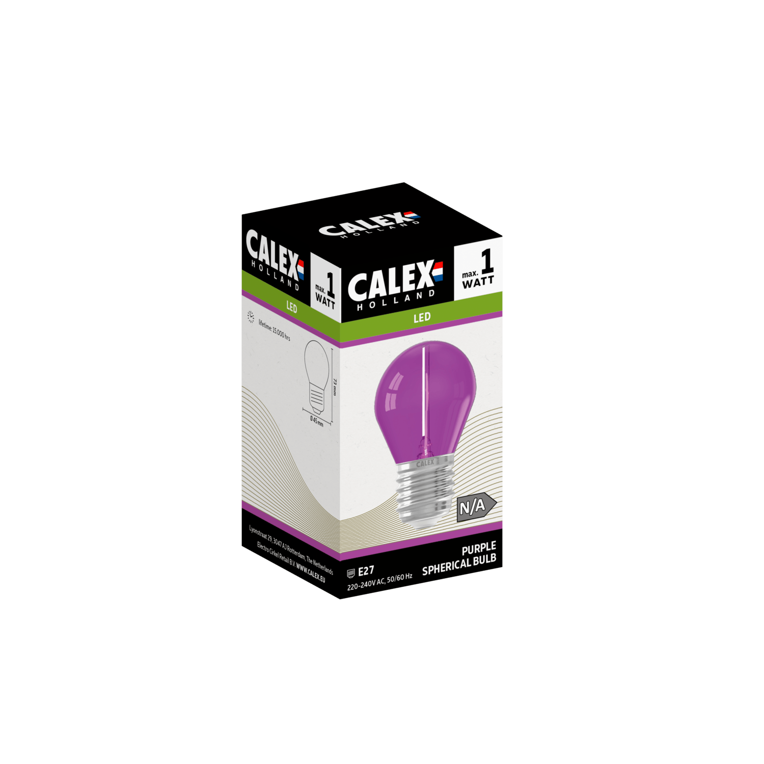 Calex Party Bulb - E27 - G45 - Purple