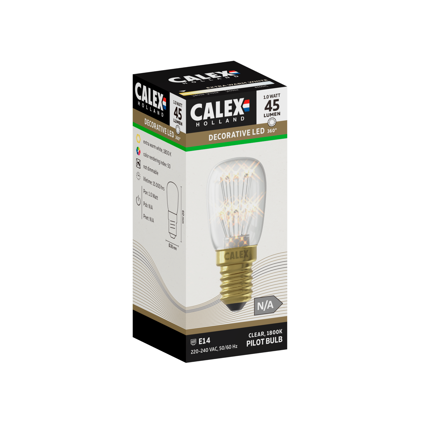 Calex Pearl LED Lamp - E14 - T26 - Clear - 1W