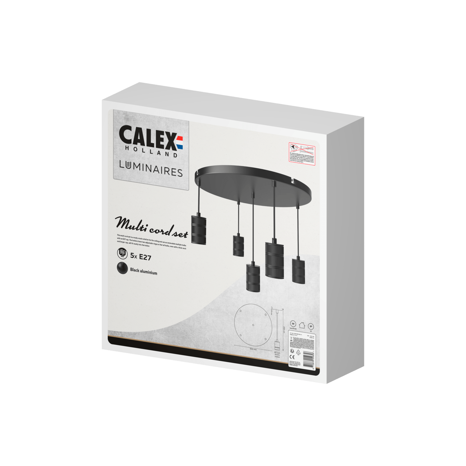 Calex Hanglamp - 5x E27 - 50cm - Zwart