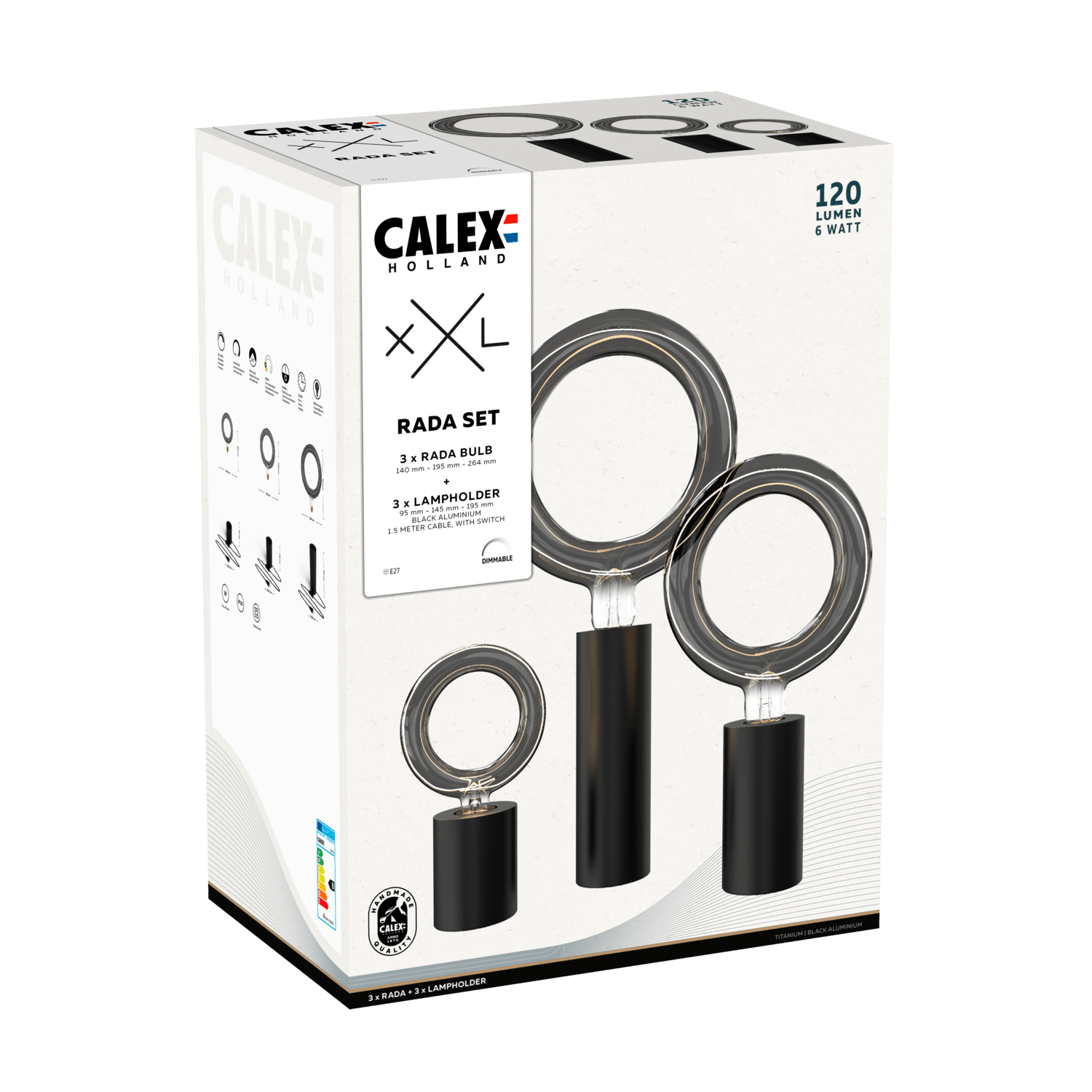 Calex Rada combi set LED Lamp Titanium - E27 - 4/5/6W - Dimbaar