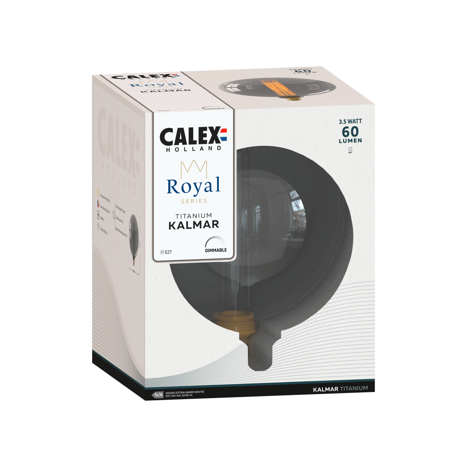 Calex Royal Kalmar Bulb - E27 - Filament - Titanium