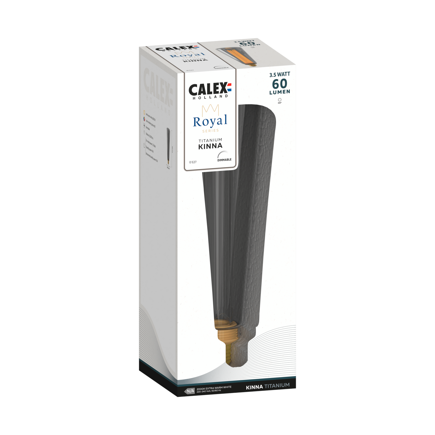 Calex Royal Kinna Lamp - E27 - Filament - Titanium