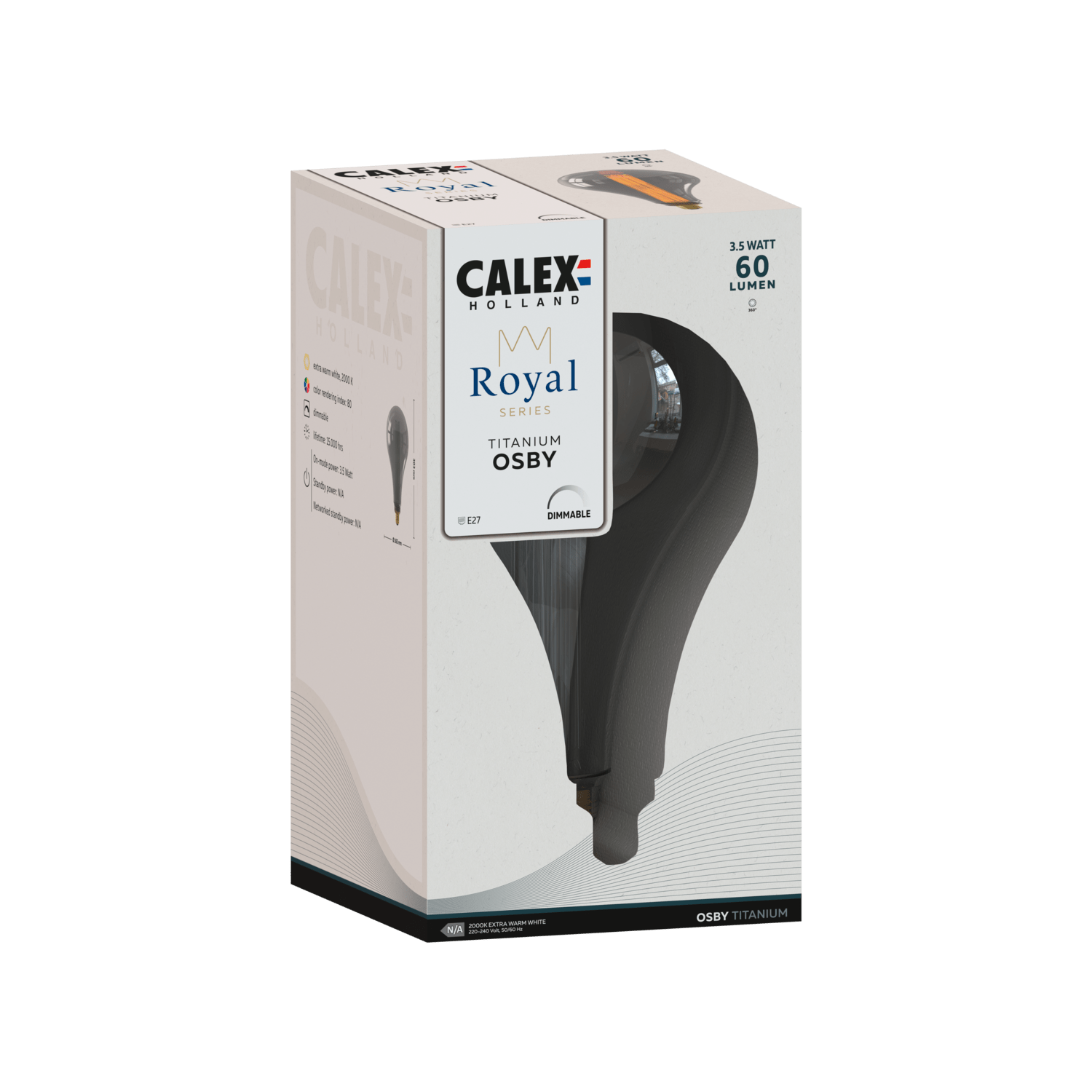 Calex Royal Osby Bulb - E27 - Filament - Titanium