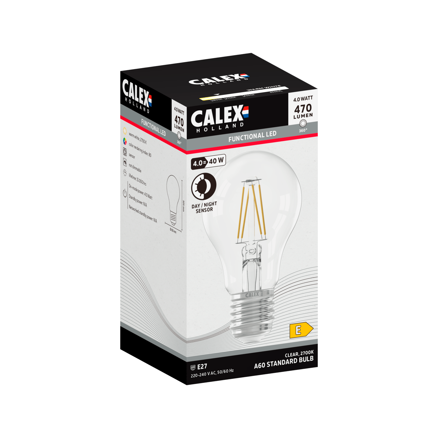 Calex Sensor Bulb - E27 - A60 - Clear
