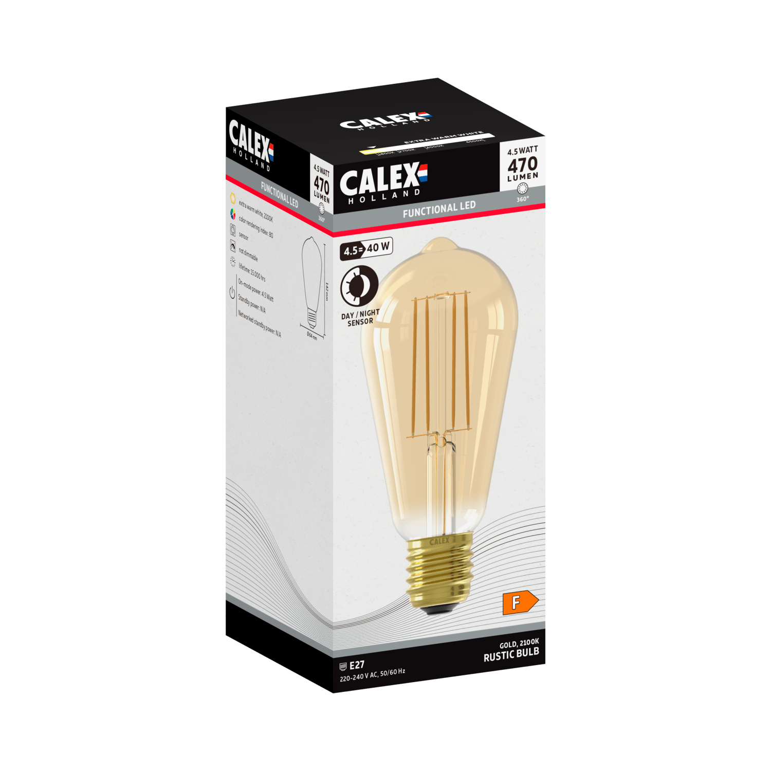 Calex Sensor Bulb - E27 - ST64 - Gold