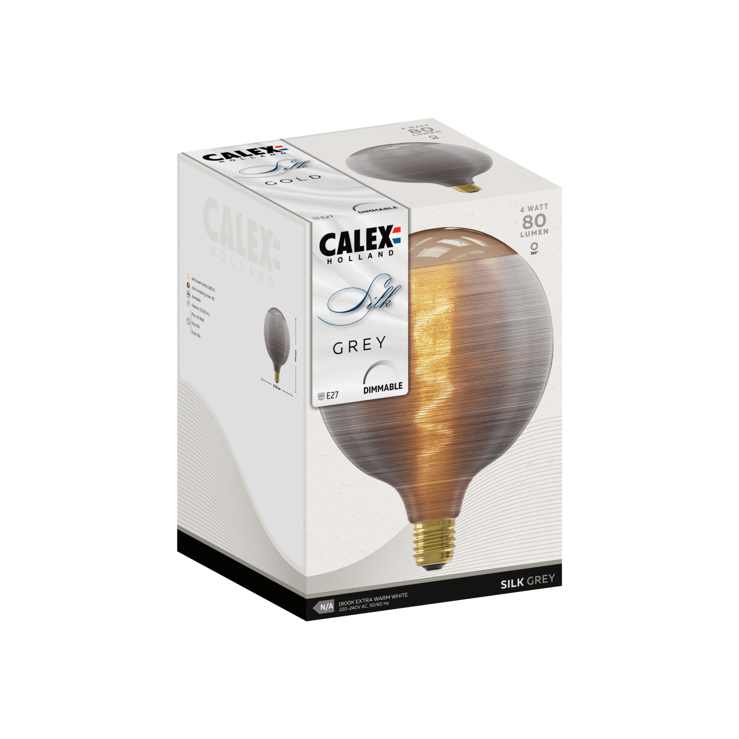 Calex Silk Series LED Bulb - E27 - G125 - Grey