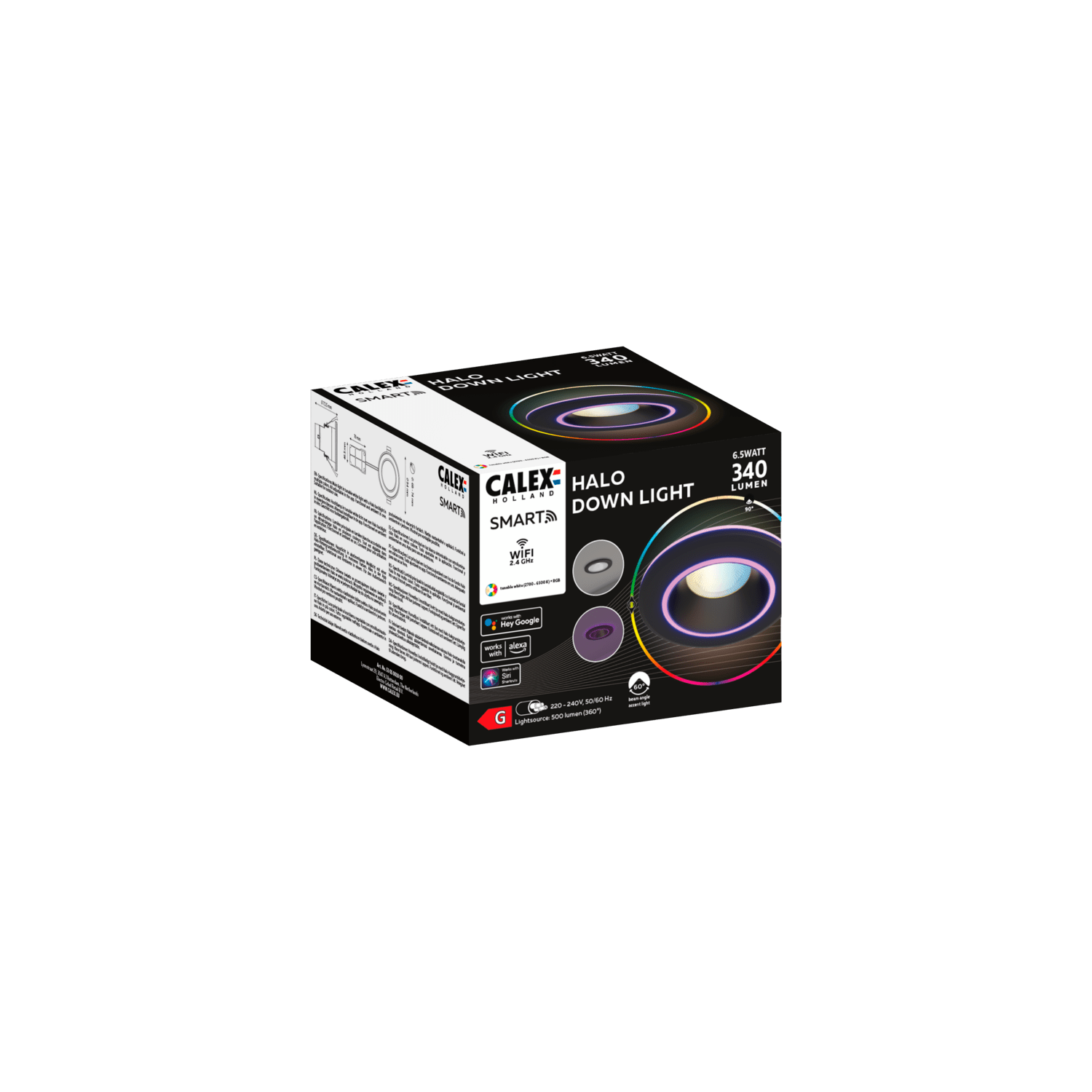 Calex Smart Halo Inbouwspot - RGB + CCT - Zwart