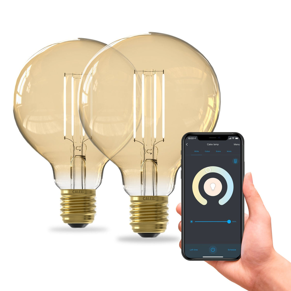 Calex Smart LED Bulb - 2 Pack - E27 - G95 - CCT - Gold
