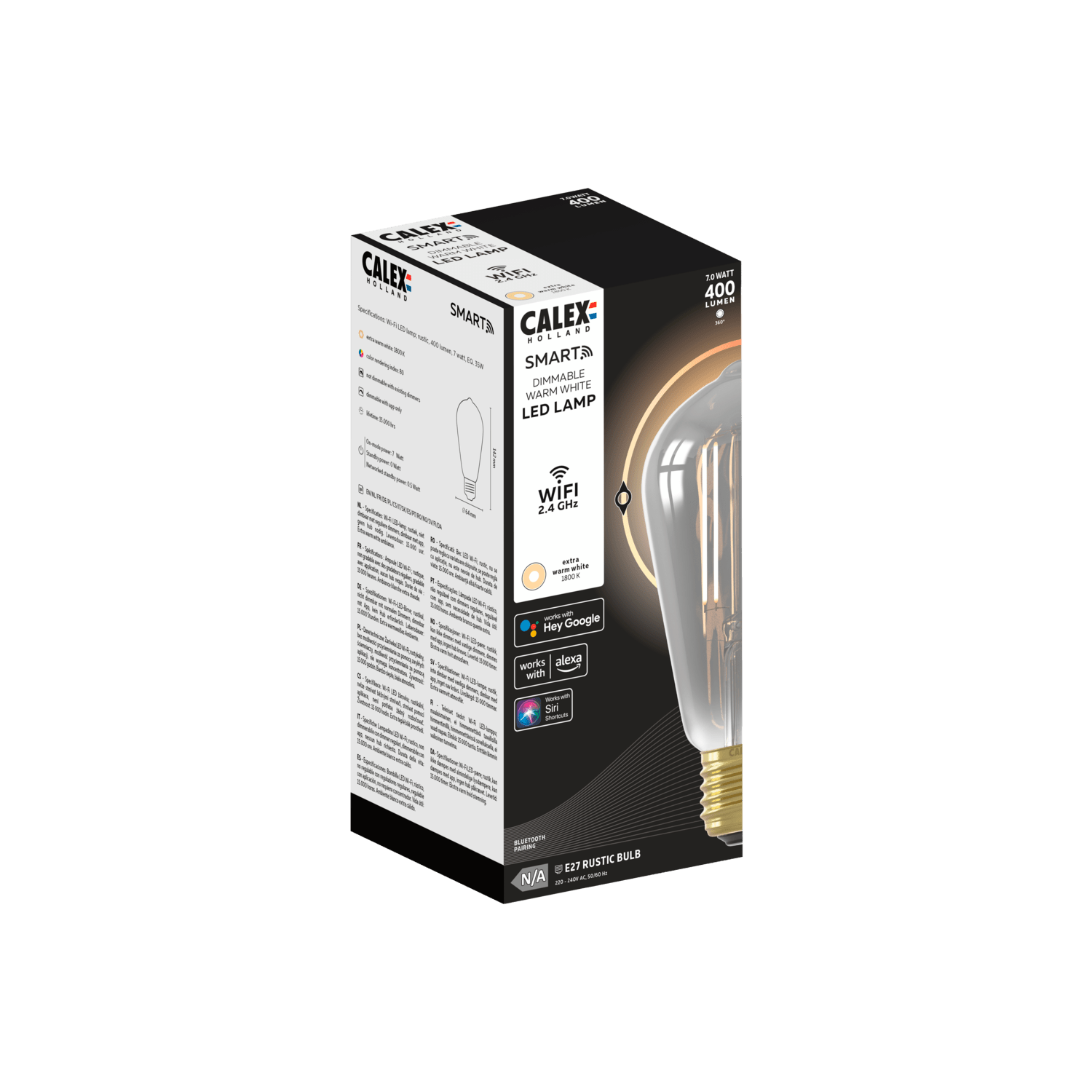 Calex Smart LED Bulb - E27 - Filament - ST64 - CC - Titanium