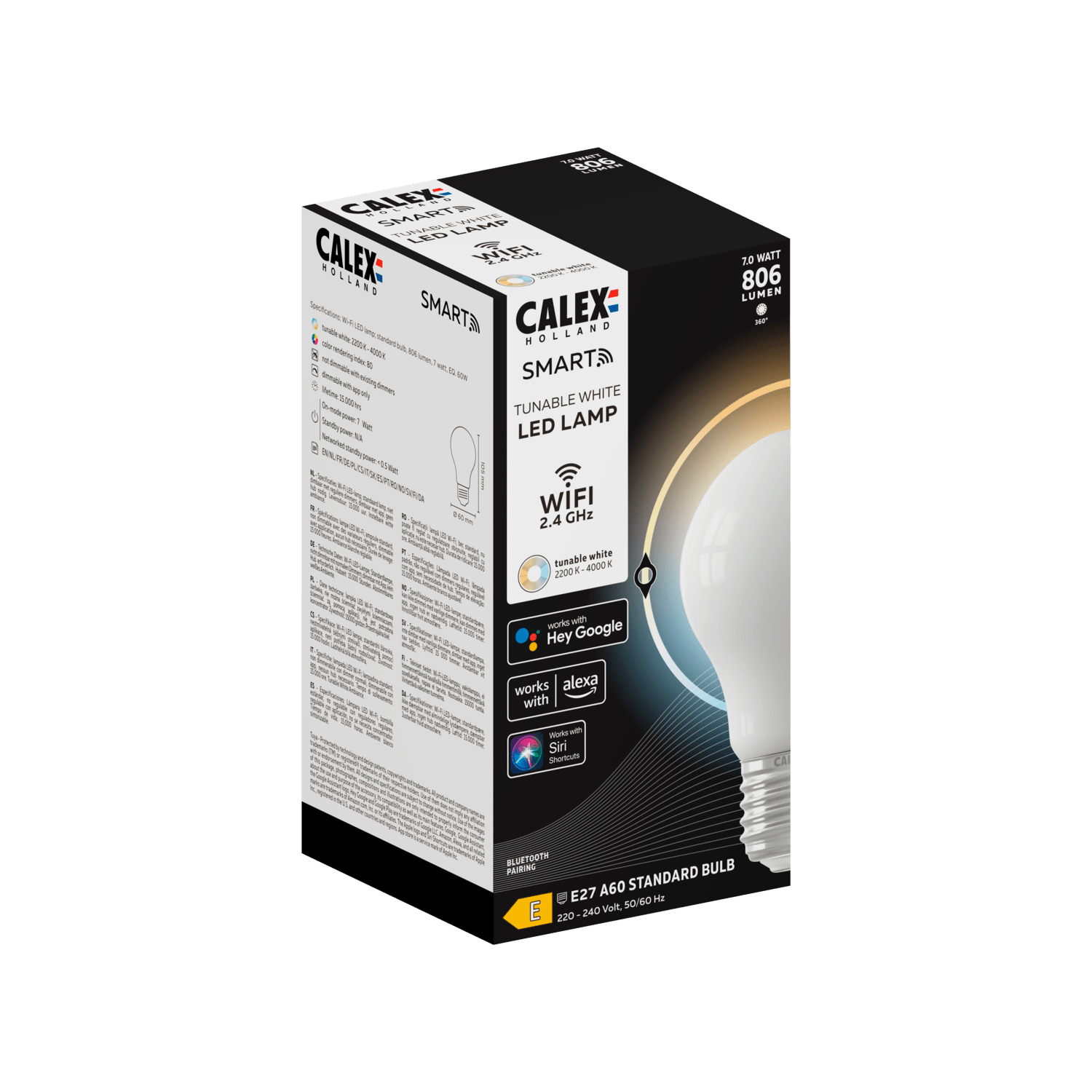 Calex Slimme LED Lamp - Filament - A60 - Softline - E27 - 7.5W