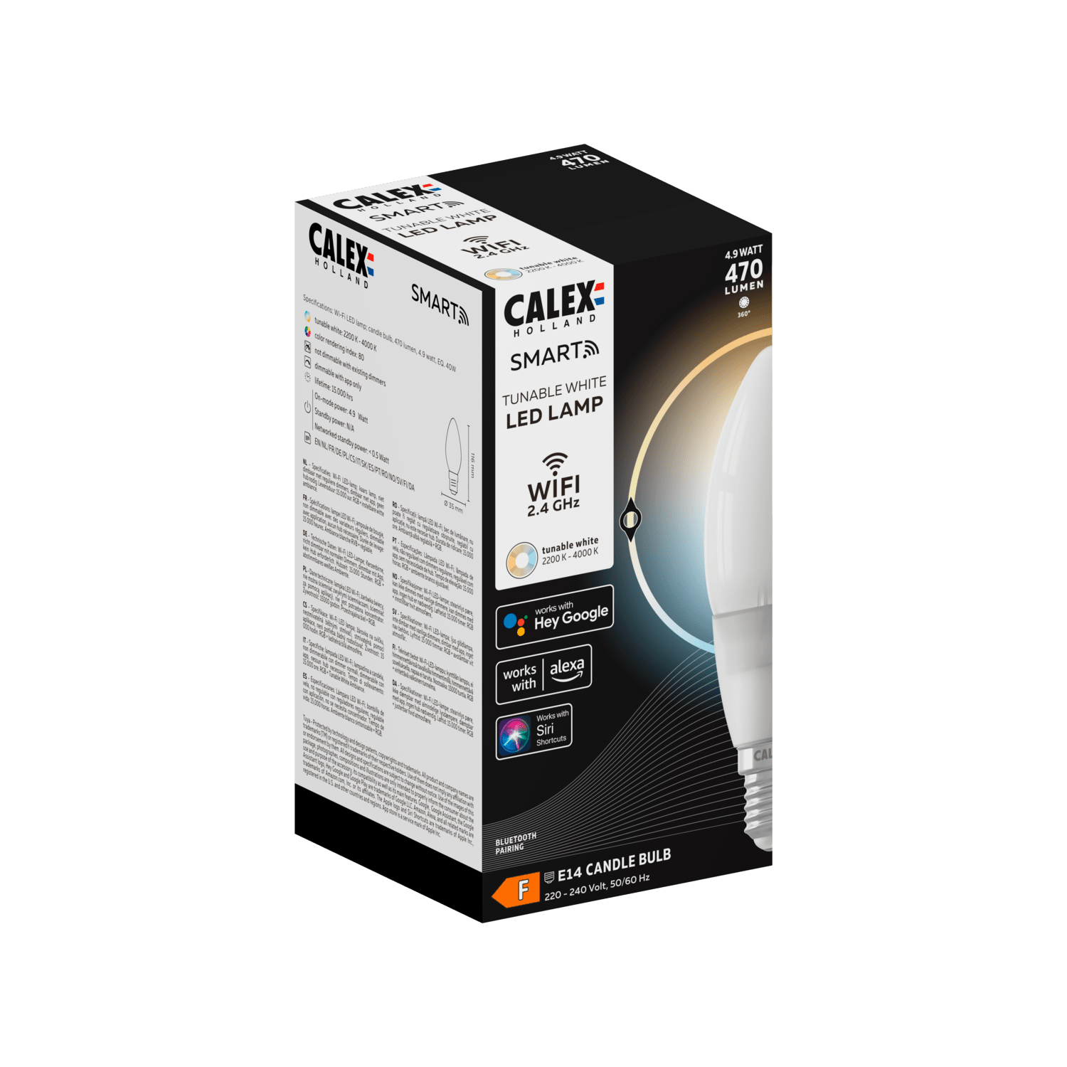Calex Smart LED Candle - Filament - B35 - Softline - E14 - 4.9W