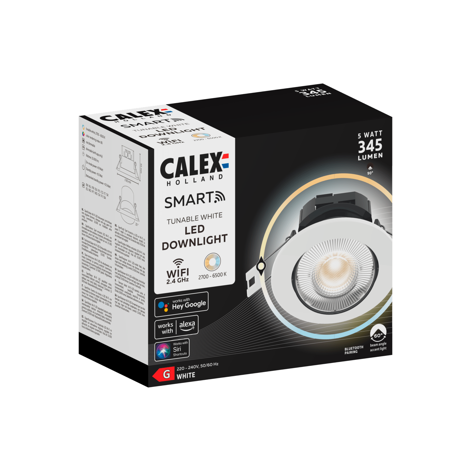 Calex Smart Inbouwspot - CCT - Wit