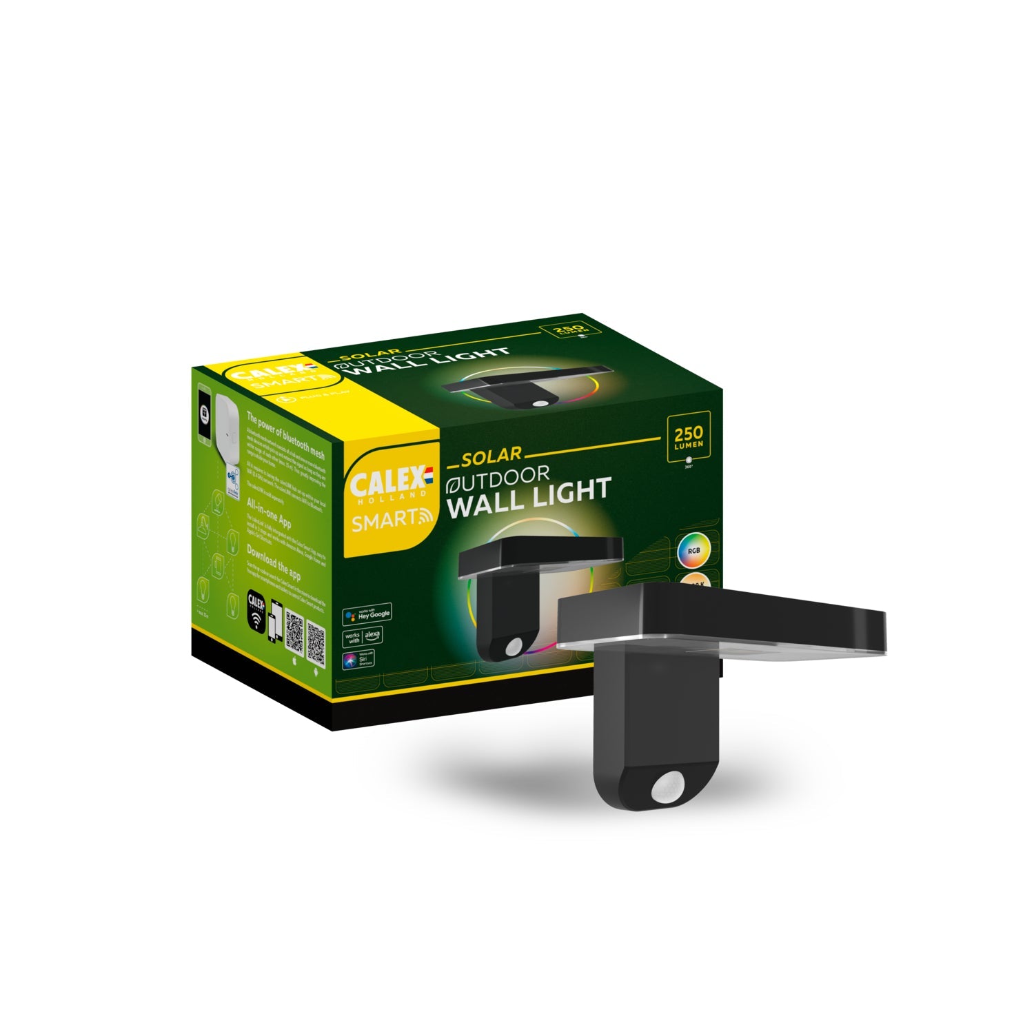 Calex Smart Solar Wandlamp - RGB + CCT - Zwart